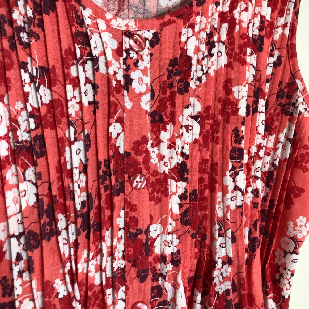 Woman Within Poly Rayon Colorful Floral Pleated Sleeveless Pull On Dress L 18/20 - Picture 5 of 15